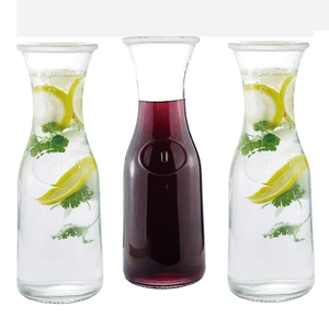 Dispensador de jarra de vidrio para bebidas, jarra transparente para Mimosa Bar, agua, vino, leche y zumo con tapas de plástico, 1000ml, 500ml - Product Image 3