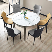 Quanu personnalisé italien moderne rotatif rond 6 places table à manger ensemble table à manger pliante 6 chaises ensemble