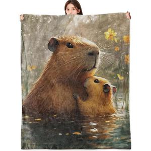 Assorted Print Capybara Flannel Blanket Throw Blanket Nap Blanket Lightweight Breathable for Home Office Nap Custom Print - Product Image 4