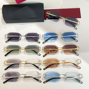 Lunettes de soleil carrées sans monture en bois style hip-hop UV400 pour homme, bijoux tendance rappeur plage, nouveauté 2025 - Product Image 1