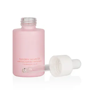 Beauty matte embalagem facial rosa, garrafa de vidro rosa vazia com logo personalizado 30ml 20ml