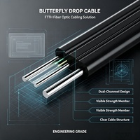Cable de Fibra Óptica FTTH de Bajo Precio, Cable de Fibra Óptica al por Mayor, Cable Tipo Arco, MOQ Bajo 1 Rollo, Ingeniería para Exteriores