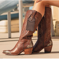 Dompet Sepatu Bot Wanita Kulit Gaya Koboi Barat, Tempat Kartu Kredit dengan Tali Jepret untuk Perjalanan Cowgirl, Hadiah