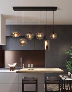 <span class=keywords><strong>Lampadario</strong></span> in Vetro Postmoderno per Ristorante, Creativo Multilampada per Caffè, Tavolo da Pranzo, Bar, <span class=keywords><strong>Lampadario</strong></span> in Vetro <span class=keywords><strong>Grigio</strong></span> Fumé Elettroplaccato - Product Image 5