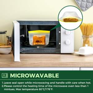 Bolsas Reutilizables para Congelador de Medio Galón, Aptas para Lavavajillas y Microondas, Contenedores Herméticos para Almacenamiento de Alimentos, Modernos Contenedores de PET para Comida - Product Image 3