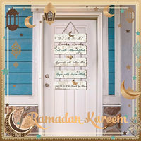 Panneau mural en bois islamique pour Ramadan et Eid Mubarak, plaque murale mosquée croissant de lune, cadeau pour la maison musulmane, artisanat en bois
