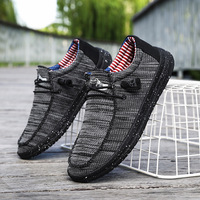 Mocassins bateau décontractés lumineux en tissu extensible avec logo personnalisé World-win, confortables à enfiler pour hommes, printemps-automne