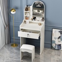 Coiffeuse moderne simple en bois pour petite chambre à coucher avec panneau de miroir éclairé sur pied Armoire de rangement durable assemblée
