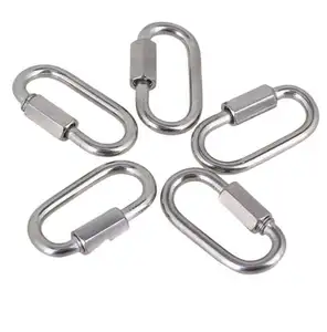Quick Link Chain Fastener Carabiner Hook with Threaded Nut Stainless steel connecting link