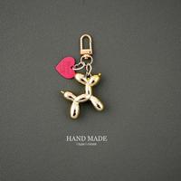 Porte-clés chien ballon style coréen, pendentif sac chiot métallique, porte-clés style cool sombre pour filles et couples