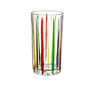 Handmade đầy màu sắc cao bóng thủy tinh chất lượng cao sọc dọc thiết kế Cocktail thủy tinh 390ml
