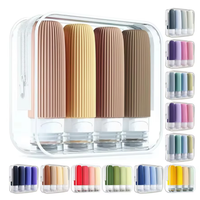 Nouvel ensemble de bouteilles de voyage en silicone 4 en 1 de qualité alimentaire, rechargeables, portables et compressibles pour gel douche, shampoing et articles de toilette