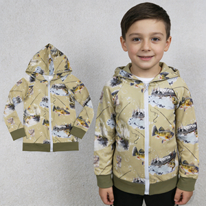 Sweat-shirt à capuche respirant pour enfants, imprimé chasse et pêche, manches longues, mode automne, en Spandex/Coton - Product Image 4