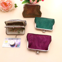 Dompet Koin PU Custom Logo Bling untuk Wanita, Dompet Kosmetik dengan Kunci Ganda, Tas Clutch dengan Gesper, Tas Lipstik dengan Penutup Kancing