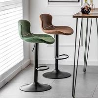 Chaises de bar de luxe en bois de style nordique pour l'extérieur, en cuir, pour la cuisine, tabourets de bar, chaise haute