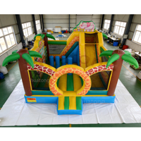 Château gonflable commercial Lion Hupfburg pour enfants, combo château de saut gonflable pour animaux de la forêt