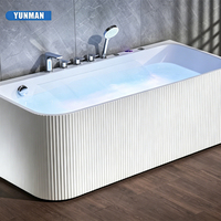 Baignoire de massage à remous autoportante en acrylique, moderne et luxueuse, portable, avec 12 jets, rectangulaire, profonde, pour appartement, hôtel, villa