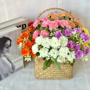 Bouquet Artificiale <span class=keywords><strong>di</strong></span> 10 Piccoli Garofani, Fiori Decorativi ad Alta Simulazione, Composizione in Confezione Regalo, Decorazione per Casa e Festività - Product Image 3