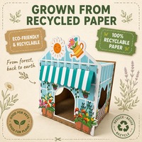Maisonnette pour chat en carton, griffoir, cabane d'intérieur et d'extérieur, cube de jeu, design floral, vente en gros, directement de l'usine