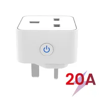 Soket Pintar Tuya 16A/20A WiFi/Zigbee Colokan UK 3pin Adaptor Rumah Kontrol Suara Alexa Pemantauan Energi