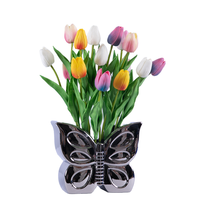 Fleur de tulipe artificielle élégante faite à la main avec pot en céramique pour la décoration de la maison, de mariage, de Noël, de remise de diplôme et de la fête des mères