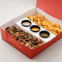Boîtes d'emballage pour sandwichs à la viande, pâtisseries, frites et sauces avec compartiments, pour snacks et friandises arabes, à emporter