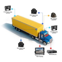 Système de caméra de recul 360° pour voiture, kit DVR 4G, caméra de recul pour chariot élévateur, moniteur 8 pouces 1080P, GPS, WiFi, surveillance de sécurité