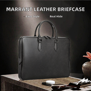 Wriza Genuine Leather Business Briefcase for Men Professional Executive Laptop <b>Bag</b> with Zipper Closure Soft Office Messenger <b>Bag</b> - Product Image 2