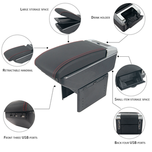 Reposabrazos Universal para Coche con Base de Plástico y Puertos USB, Consola Central Multifuncional Ajustable - Product Image 3