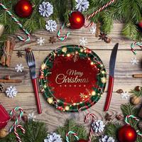 Ensemble de vaisselle jetable sur le thème de Noël, assiettes en papier, serviettes, gobelets, nappe, décoration de Noël pour la maison, Nouvel An