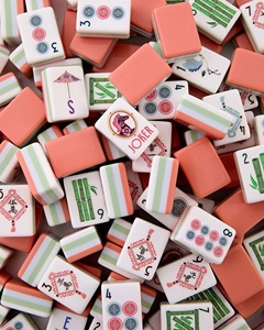 Set di Mahjong Americano in Acrilico Rosa e Arancione Stile <span class=keywords><strong>Sura</strong></span> con Motivo a Cavallo - Product Image 1