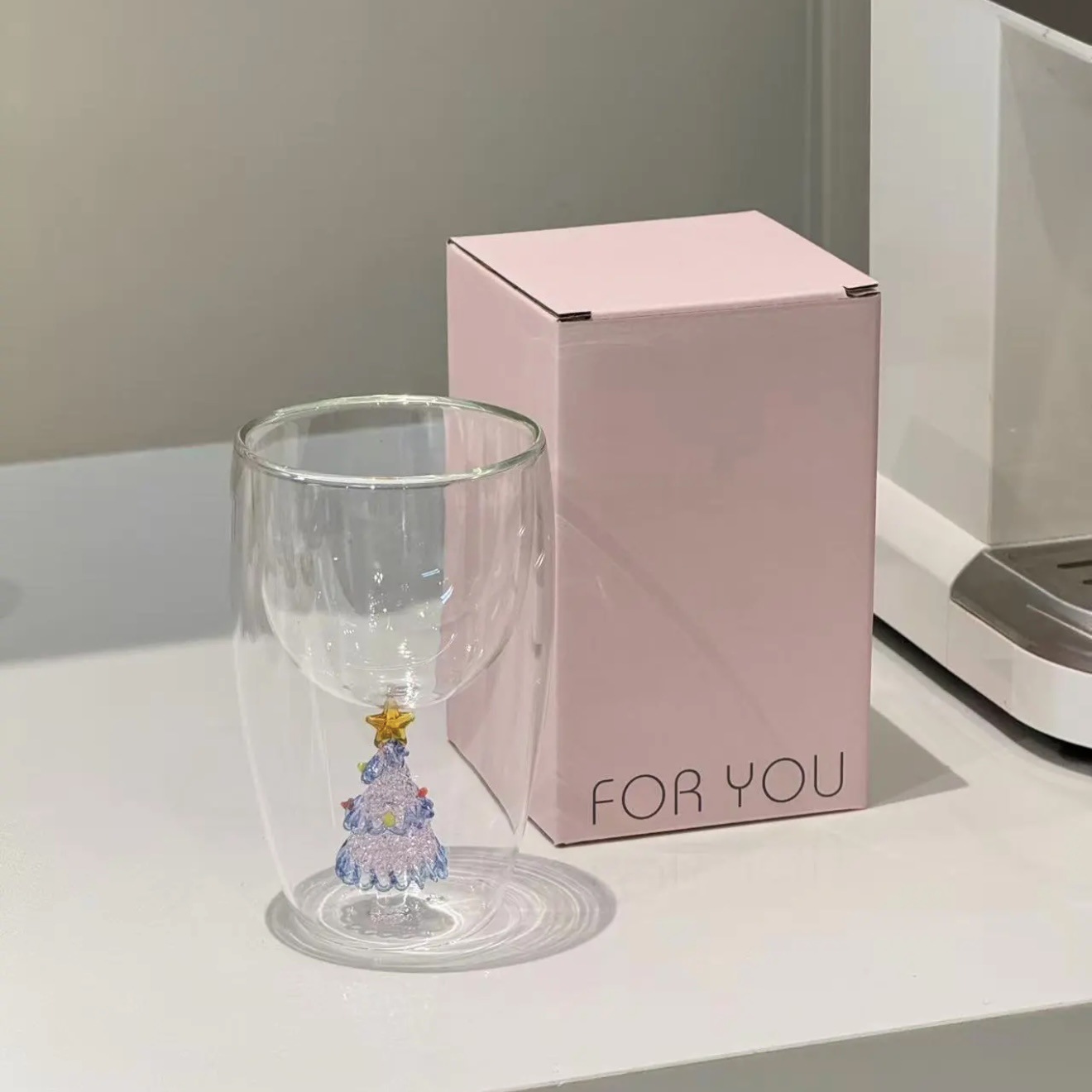 Tasse à double paroi pour arbre de Noël bleu Clear Haze