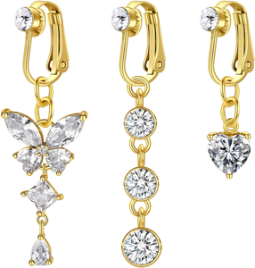 Anneaux de nombril factices pour femmes, bijoux de <span class=keywords><strong>piercing</strong></span> de nombril à clipser, sans perçage - Product Image 1