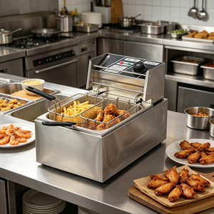 Friteuse électrique de table 6L en acier inoxydable 2500W, conception à chauffage rapide, machine de cuisson polyvalente pour snacks, fruits de mer et plats frits - Product Image 3