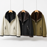 Parka Courte Femme Luxe Premium Coupe-Vent avec Col en Fourrure Oversize pour Tenue Décontractée et Urbaine