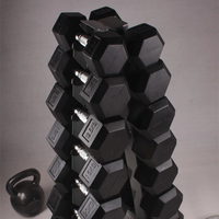 Équipement d'entraînement de puissance de gymnastique 10kg poids en acier revêtus de caoutchouc en livres d'haltères hexagonales ensembles 40kg