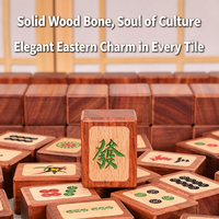 Ensemble de Mahjong de Luxe en Bois de Hêtre Incrusté de Bois de Santal Sanguin Massif, Tuiles de Mahjong en Bois à Mélanger à la Main pour Jeu de Table à Domicile et Réunions