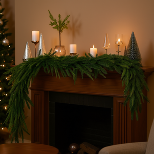 Guirlande artificielle de pin de Norfolk au toucher réel, 71 pouces, verte, pour décoration murale de Noël, couronne, fournitures de bricolage - Product Image 2