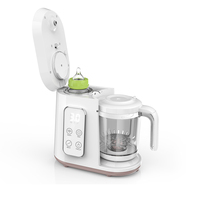 Robot culinaire électrique pour bébé JOYSTAR HB-182E avec fonction vapeur et chauffe-biberon, écran LED portable, chauffage rapide 500W et mixeur 150W