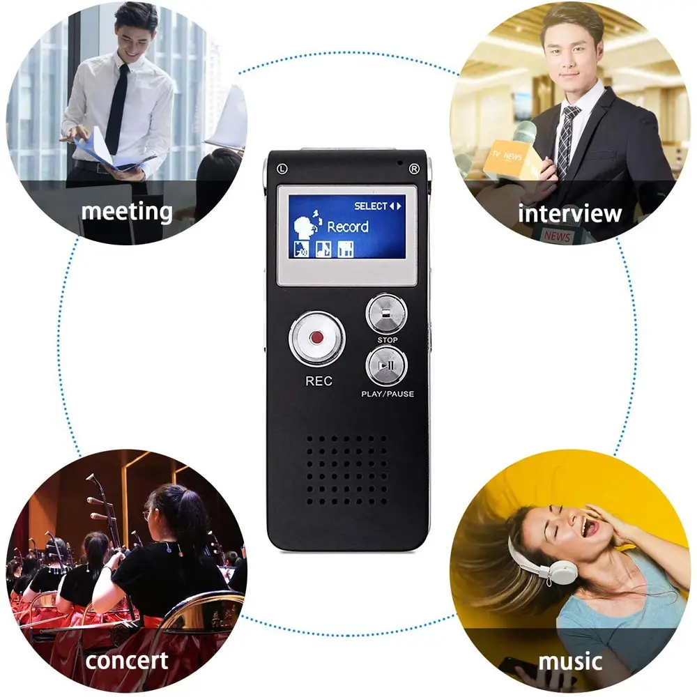 Mini enregistreur vocal numérique PQ138, lecteur MP3, enregistreur actif vocal, pour PC, petites bandes, images, réunions et conférences