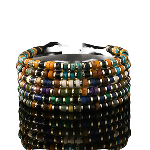 Bracelet pour homme tendance vintage bohème, perles de carrelage bohème, fait à la main, réglable, multicolore, pierre naturelle, bracelet de fête, vente en gros - Product Image 1