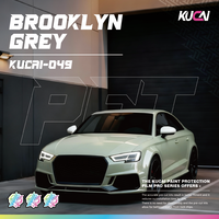 KUCAI 1.52*17m Vinyl Pembungkus Mobil Bebas Gelembung Udara PET Brooklyn Grey, Stiker Vinyl untuk Dekorasi Mobil
