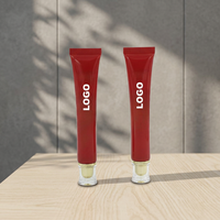 Tube cosmétique 30ml 50ml 70ml, tube en plastique à presser, 25mm, double couche, acrylique, bouchon à vis plaqué or, rouge foncé, sérum, logo personnalisé