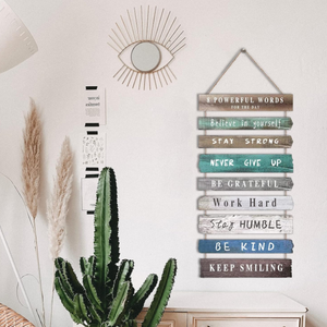 Panneau mural en bois d'art rustique inspirant, citation motivante, décoration, plaque de ferme peinte à la main, matériau MDF, positif - Product Image 6