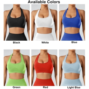 Soutien-gorge de sport pour <span class=keywords><strong>femme</strong></span> grande taille, sans couture, respirant, à maintien élevé, style halter, pour yoga et fitness, avec coussinets amovibles – Meilleure vente - Product Image 4