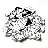 Autocollants Haoxuan en ligne artistique noir et blanc, découpés au laser en PP avec finition mate pour journaux, emballages, artisanat, cadeaux et décoration