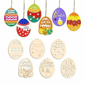 Adorno de Madera de Boj con Forma de Huevo de Pascua, Decoración para Fiesta de Pascua, Manualidades, Chips de Madera para Manualidades - Product Image 1