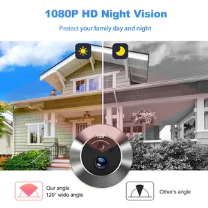 Tuya akıllı 1080P WiFi kapı zili kamera 2MP dijital kapı görüntüleyici Video ev güvenlik koruma için gözetleme kamerası kapı kedi göz