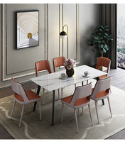 Chaise de salle à manger moderne et minimaliste de style européen, chaise en cuir de luxe légère avec dossier, adaptée à la maison, style nordique.