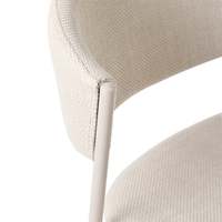 Tabouret de bar rembourré à hauteur de comptoir, chaise de bar en tissu avec dossier incurvé enveloppant et structure en métal beige mat